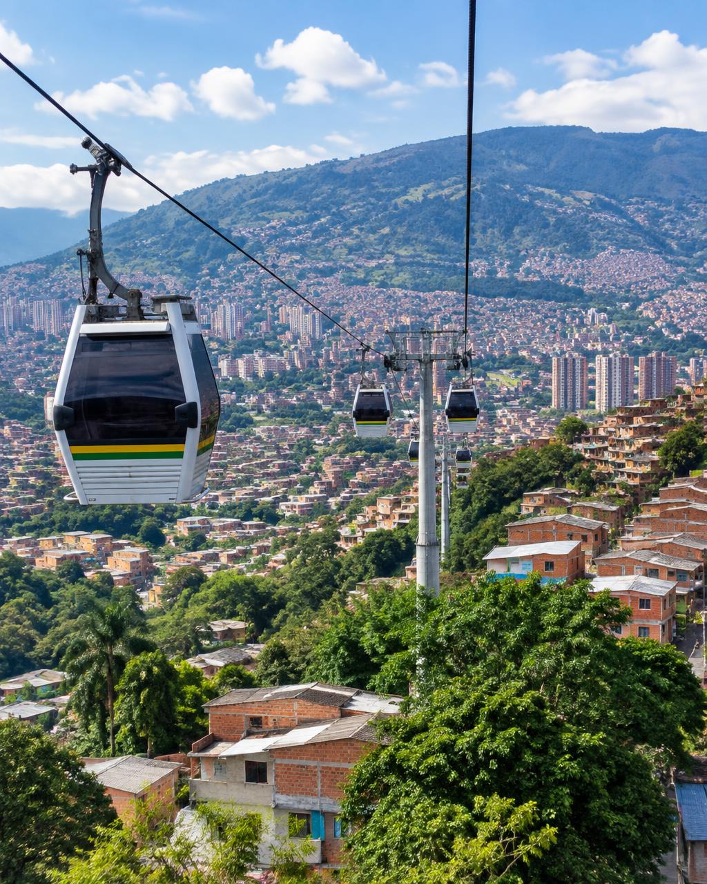 Medellín’s cable cars above the green hillside city